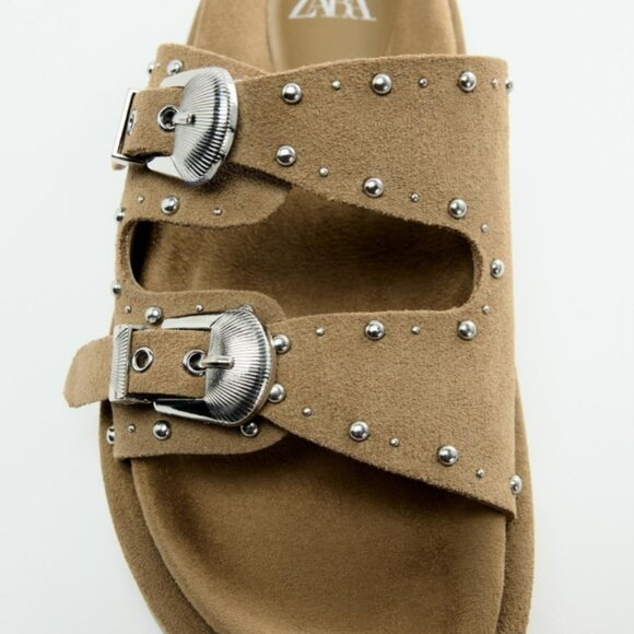 ZARA BUCKED SUEDE SANDALS (US 6 - 6.5, EUR 36-37) - Picture 2 of 5